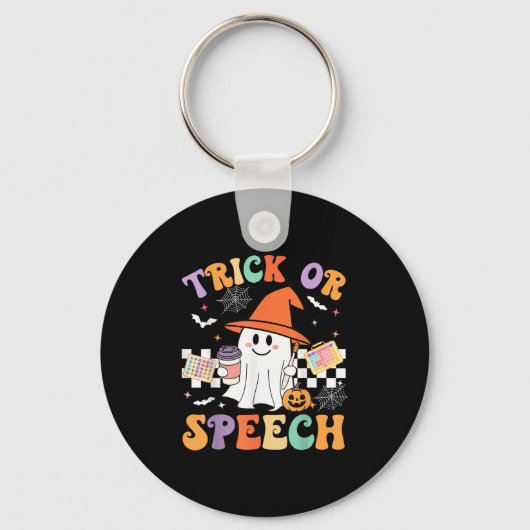Trick Or Speech Halloween Slp Retro Speech Therapy Sleutelhanger (Voorkant)