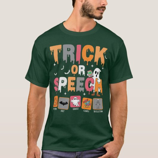 Trick or Speech Halloween SLP Speech Language Path T-shirt (Voorkant)