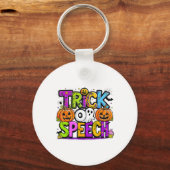 Trick or Speech Halloween Teacher Ghost Mannen Vro Sleutelhanger (Voorkant)