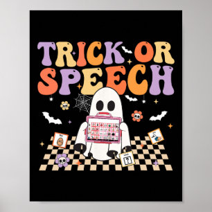 Trick or Speech Retro SLP Halloween Spraaktherapie Poster
