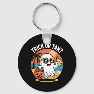 Trick Or Tan Grappig Halloween Lief Geest Strand Z Sleutelhanger