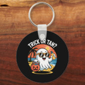 Trick Or Tan Grappig Halloween Lief Geest Strand Z Sleutelhanger (Voorkant)