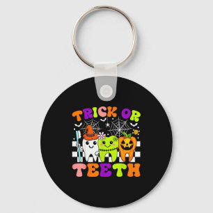 Trick Or Tanden Grappige Tandheelkundige Halloween Sleutelhanger