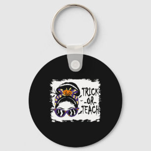 Trick or Teach Cute Halloween Teacher Bun re Sleutelhanger