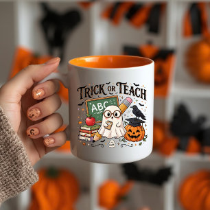 Trick Or Teach Docenten Halloween Koffiemok Tweekleurige Koffiemok