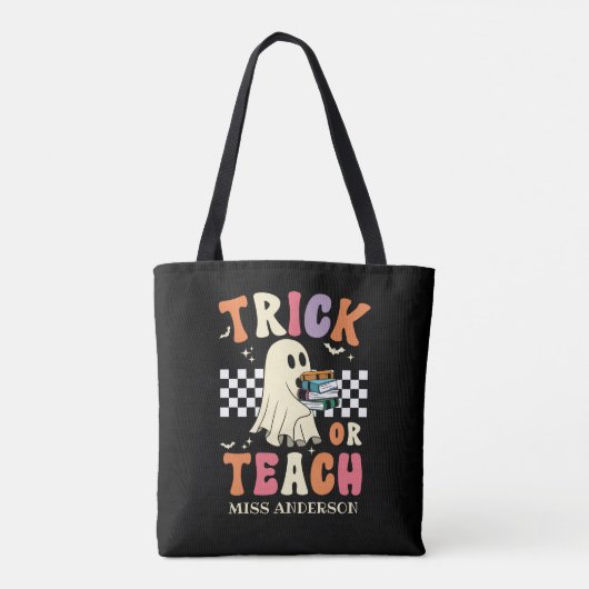 Trick or Teach Funny Halloween Teacher Tote Bag (Achterkant)