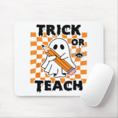 Trick or Teach Ghost Retro Groovy Halloween Teache Muismat (Met muis)