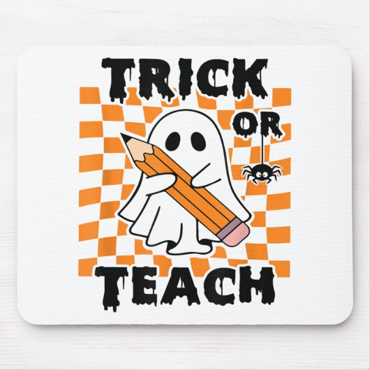 Trick or Teach Ghost Retro Groovy Halloween Teache Muismat (Voorkant)