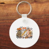 Trick or Teach Ghost Teacher Halloween Retro Cherr Sleutelhanger (Voorkant)