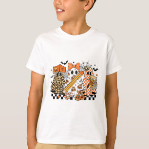 Trick or Teach Ghost Teacher Halloween Retro Cherr T-shirt