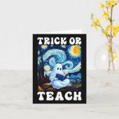 Trick or Teach Ghost Teacher Halloween Van Gogh St Kaart (Gele Bloem)