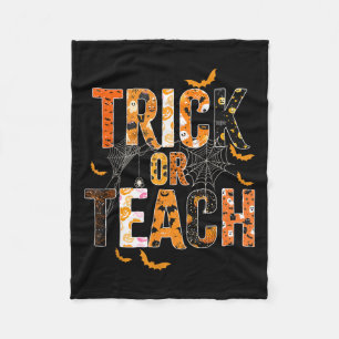 Trick or Teach Grappig Halloween leraar shirt voor Fleece Deken