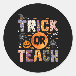 Trick or Teach Grappige Leraren Halloween Geest Ronde Sticker