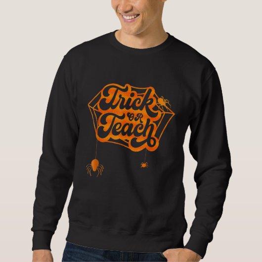 Trick Or Teach Groovy Floral Ghost Retro Teacher H Trui (Voorkant)