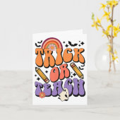 Trick Or Teach Groovy Leraar Geest Grappig Hallowe Kaart (Gele Bloem)