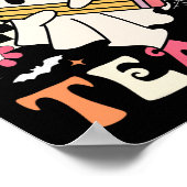 Trick Or Teach Groovy Leraar Halloween Retro Bloem Poster (Hoek)