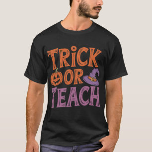 Trick Or Teach Groovy Leraar Halloween Retro T-shirt