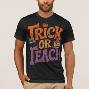 Trick Or Teach Groovy Leraar Halloween Retro T-shirt