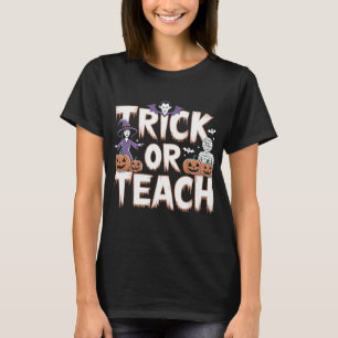Trick Or Teach Groovy Leraar Halloween Retro T-shirt