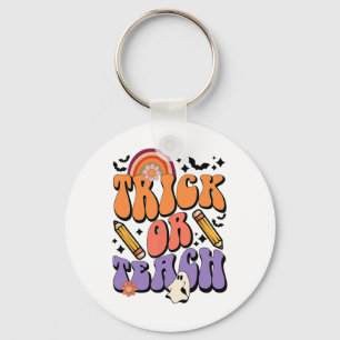 Trick or Teach Groovy Teacher Ghost Funny Hallowee Sleutelhanger