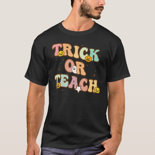 Trick or Teach Groovy Teacher Halloween Costume 20 T-shirt (Voorkant)