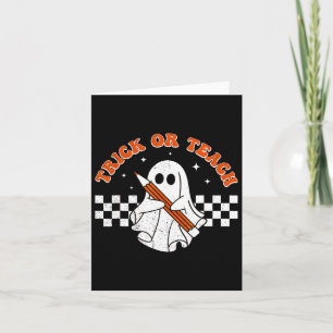 Trick or Teach Groovy Teacher Halloween Retro Floo Kaart