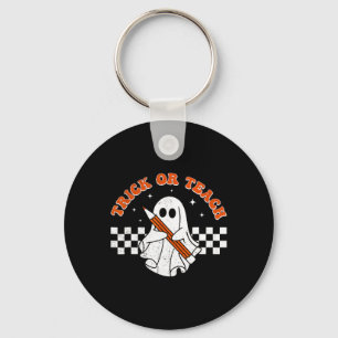 Trick or Teach Groovy Teacher Halloween Retro Floo Sleutelhanger