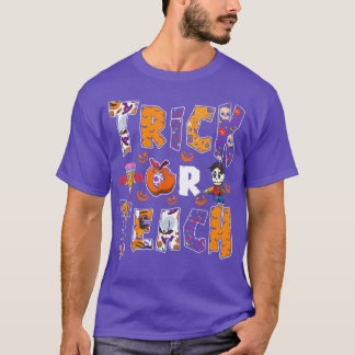Trick or Teach Halloween leraar Scary Pumpkins Sk T-shirt