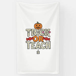 Trick Or Teach Halloween Leraar Vintage Vector Afb Spandoek
