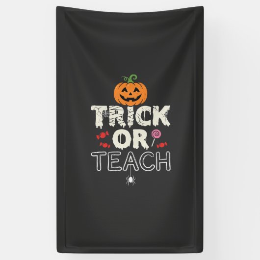 Trick or Teach Halloween Onderwijzer Ontwerp (2)_1 Spandoek (Verticaal)