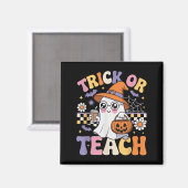 Trick Or Teach Leraar Groovy Geest Grappig Hallowe Magneet (Voorkant / Achterkant)