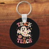 Trick Or Teach Lieve Geest Docent Halloween Retro Sleutelhanger (Voorkant)