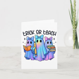 Trick or Teach Pastel Galaxy Ghost Halloween Spook Kaart