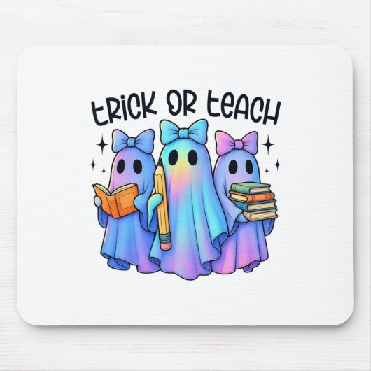 Trick or Teach Pastel Galaxy Ghost Halloween Spook Muismat (Voorkant)