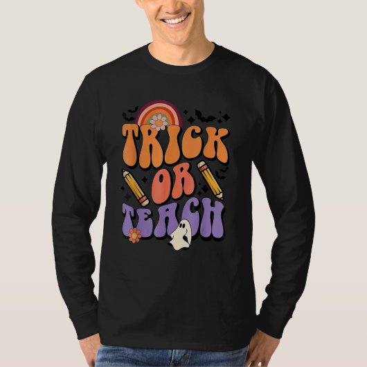 Trick Or Teach Retro Fall Halloween Costumes Teach T-shirt (Voorkant)