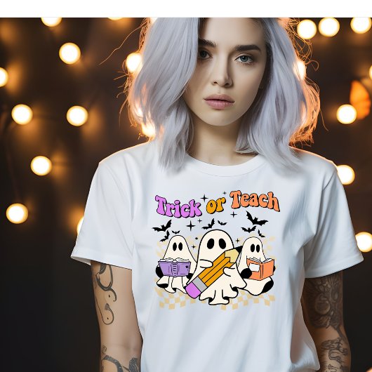 Trick or Teach Retro Halloween Leraar Tshirt