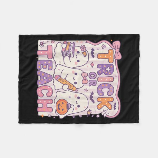 Trick Or Teach Retro Halloween Teacher Look  Fleece Deken (Voorkant (Horizontaal))