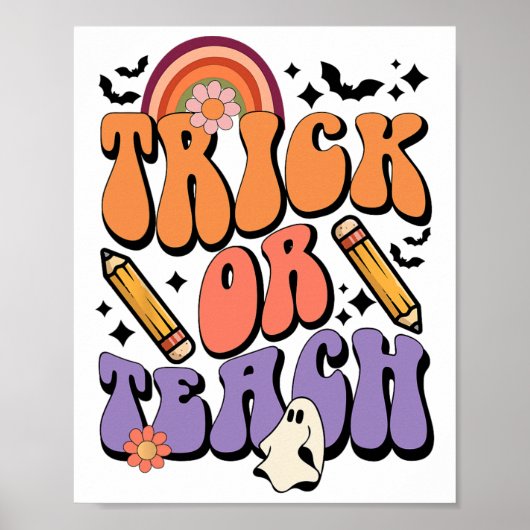 Trick or Teach Retro Herfst Halloween Costumes Poster (Voorkant)