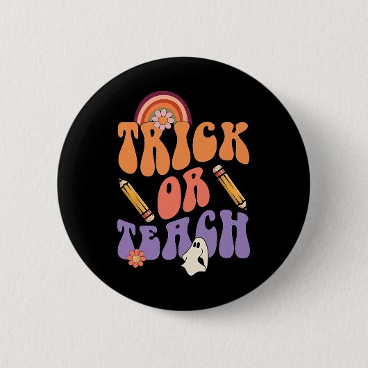Trick or Teach Retro Herfst Halloween Costumes Ronde Button 5,7 Cm (Voorkant)
