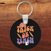 Trick or Teach Retro Herfst Halloween Costumes Sleutelhanger (Voorkant)