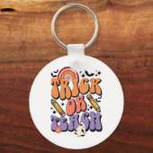Trick or Teach Retro Herfst Halloween Costumes Sleutelhanger (Voorkant)