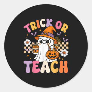 Trick or Teach Schattigee Ghost Coffee Pumpkins Ha Ronde Sticker