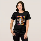 Trick or Teach Schattigee Ghost Coffee Pumpkins Tri-Blend Shirt (Voorkant volledig)