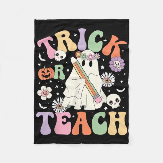 Trick or Teach Schattigee leraar Halloween Retro B Fleece Deken (Voorkant)