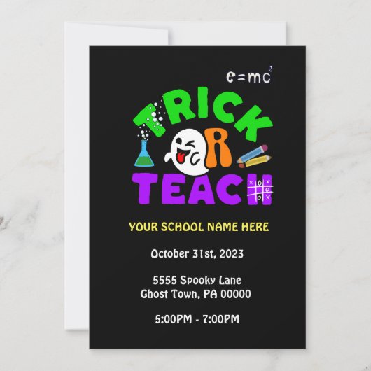 Trick or Teach School Spook Invitatie Kaart (Voorkant)