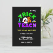 Trick or Teach School Spook Invitatie Kaart (Staand voorkant)