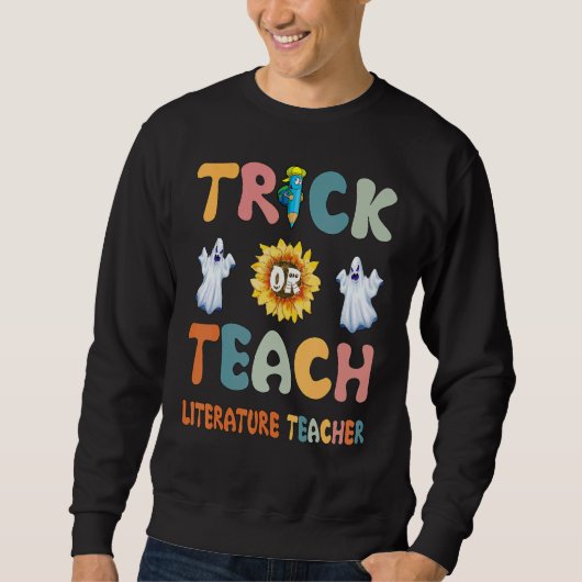 Trick Or Teach Spooky Season Cute Ghost Literature Trui (Voorkant)