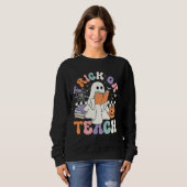 Trick or Teach Spooky Teacher Schattige Ghost Lees Trui (Voorkant volledig)