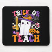 Trick Or Teach Teacher Pencil Ghost Funny Hallowee Muismat (Voorkant)