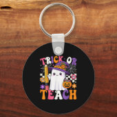 Trick Or Teach Teacher Pencil Ghost Funny Hallowee Sleutelhanger (Voorkant)